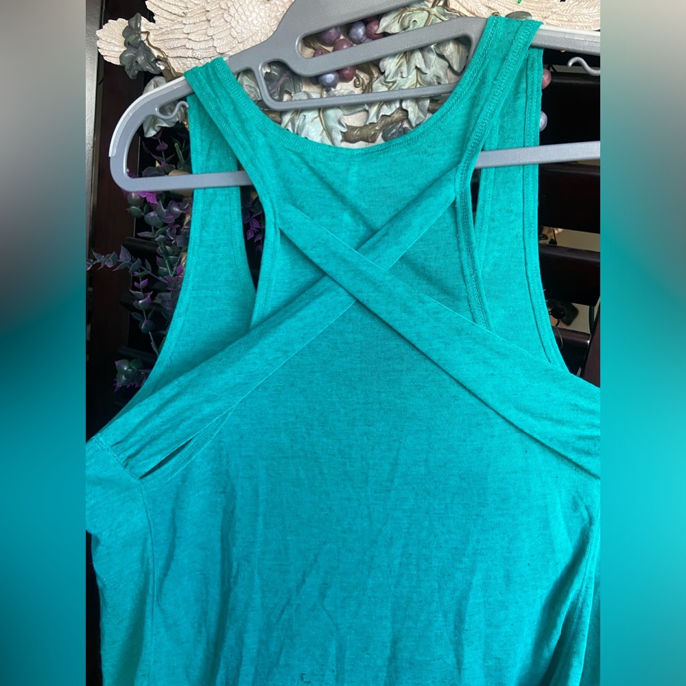 FREE PEOPLE Criss-Cross Sleeveless Turquoise Color Razor Back Tank Top